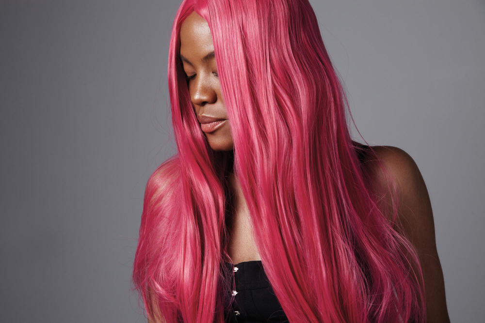 pink hair dark skin